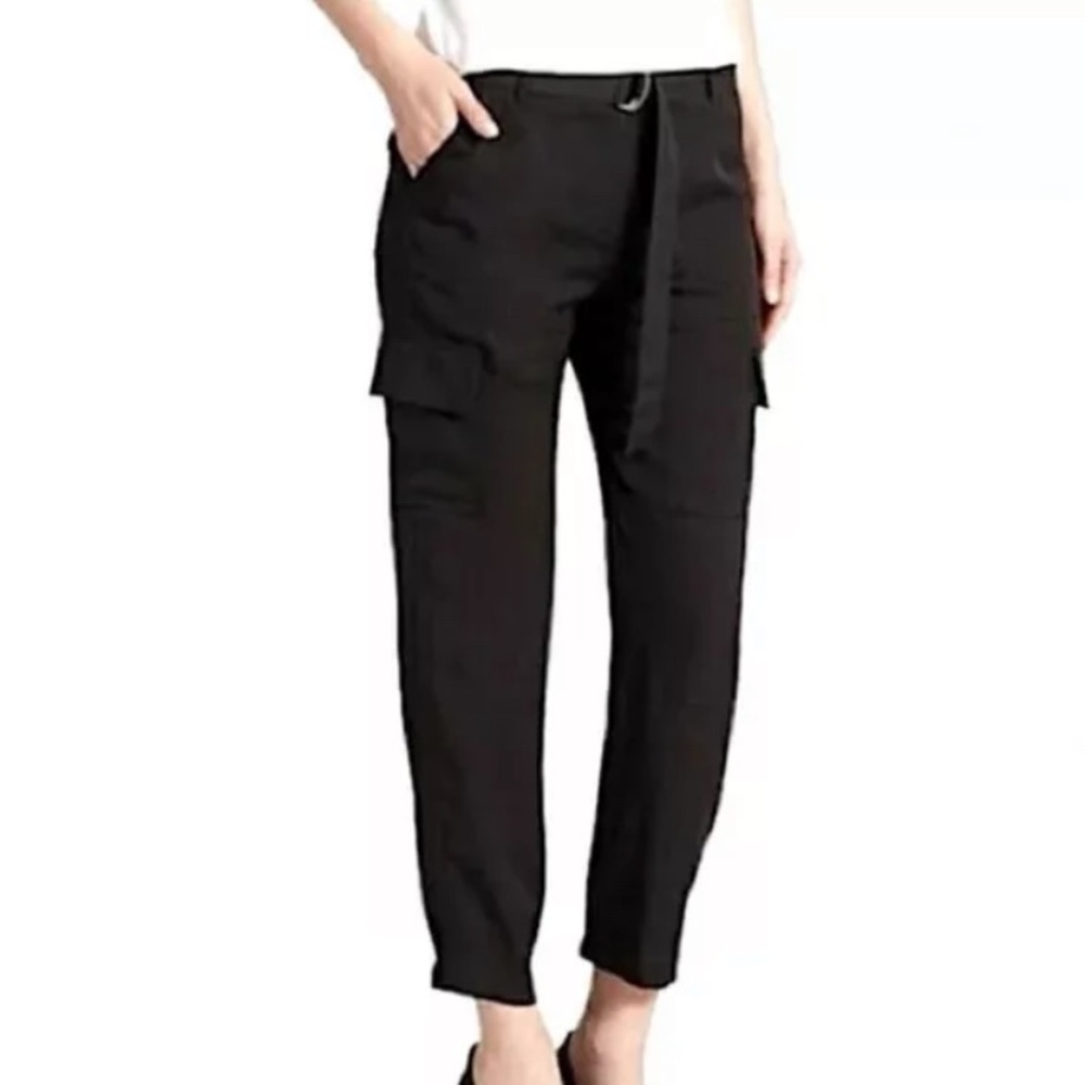 Theory Black Hannon Silk Cargo Pants